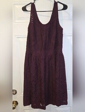 Sleeveless Lace Fit & Flare Dress Deep Plum 2X